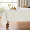 Waterproof Linen Table Cloth for 8ft Rectangle Table, Easy to Clean Wrinkle-Free Wipeable Outdoor Tablecloth for Wedding, Party and Camping(Oblong, 60 x 120 Inch (10-12 Seats), Ivory)
