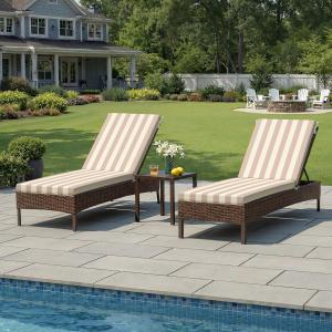 Crestlive Products Waterproof Chaise Lounge Cushions Set of 2, Fade Resistant Outdoor Patio Furniture Lounge Chair Cushion, 72" L x 21" W, Waterproof Tan on Beige