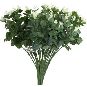 Grand Verde Artificial Eucalyptus Plants Bulk Faux Greenery Bouquets 20 Stems Silk Green Leaves, 6pcs