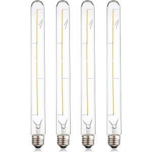 Leools Vintage LED Filament Bulb T300, 6W Dimmable T10 Edison Light Bulb Long Tubular Antique LED Light,E26 Base,Clear Glass,Warm White,2700K, 600LM(60W Equivalent),11.81in(300mm), Pack of 4