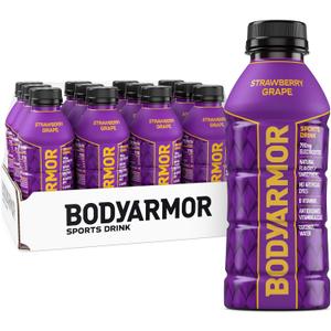 BODYARMOR Sports Drink, Strawberry Grape, Electrolyte Drink Hydration, 16 Fl Oz Bottles (12 Pack), Flavored Coconut Water with B Vitamins & Antioxidants