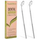 Dental Mirror Stainless Steel with Handle 6.5", Dentist Tool for Teeth Cleaning Plaque, Mouth Inspection, Lash Extension Mirror, Eyelash Extensions Dental Mirror Inspect Instrument Makeup - Pack of 2