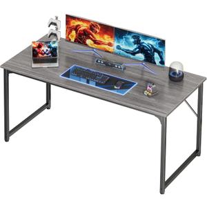 PRAISUN 55 X 24 Inch Computer Desk with Deeper Desktop, Gaming Office Writing Work Desk for Home Office, Study, Bedroom, Work from Home, Metal Frame, Grey