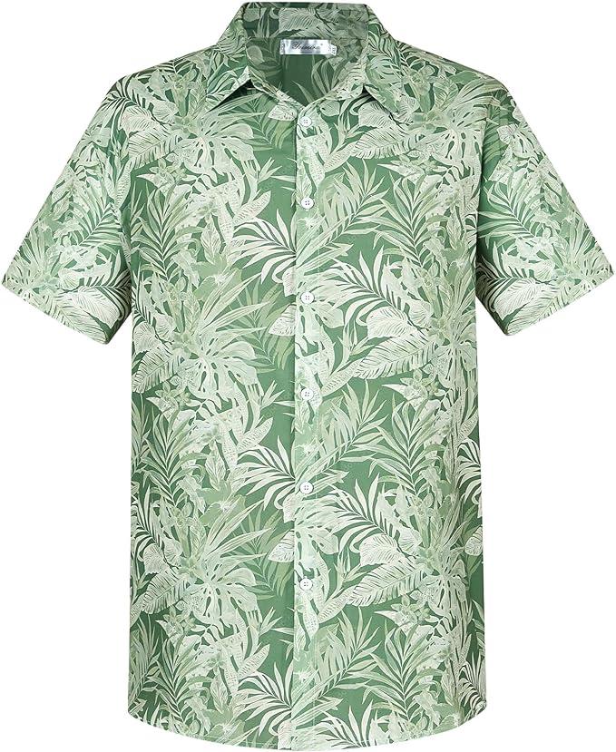Yoimira Hawaiian Shirts for Men, Print Mens Casual Short Sleeve Button Down Shirts Floral Aloha Beach Shirt, XXL