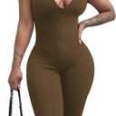 Mrskoala Women Summer Jumpsuits One Piece Short Sleeve Dressy Casual Zipper Romper XXL