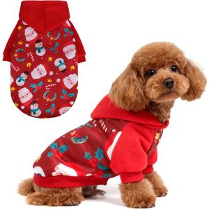 EXPAWLORER Christmas Dog Hoodie,Soft Dog Sweater,Winter Autumn Fleece Sweatshirt with Pattern,Pet Clothes Outfits for Puppy,Cat, Small Medium Large Dogs, M