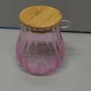 Arrozon 15 oz Pink Sugar Bowl with Bamboo Lid and Spoon,Pink Kitchen Decor and Accessories,Glass Jar with Airtight Lid, Brown Sugar Keeper, Sugar Container for Coffee Bar and office