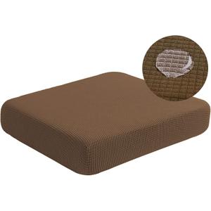 Water Resistant Couch Cushion Covers, Stretch Sofa Seat Slipcover for 3 Cushion Couch Sofa, Thick RV Dinette Cushion Covers Furniture Protector, Washable (Large, Coffee)
