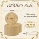 100 Pcs Charger Plates Bulk, 13 Inch Round Table Charger for Dinner Plates, Plastic Plate Chargers for Table Setting, Wedding, Party (Glitter Gold), Large