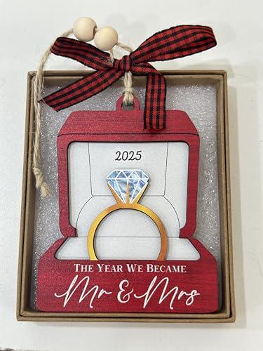 Wedding Gifts, Mr & Mrs Ornament 2025 - First Christmas Mr and Mrs Ornaments Gifts Wedding Ideas for Newly Wed, Bride, Future Mr & Mrs - Just Married Wood Ornament 2025 (The Year)