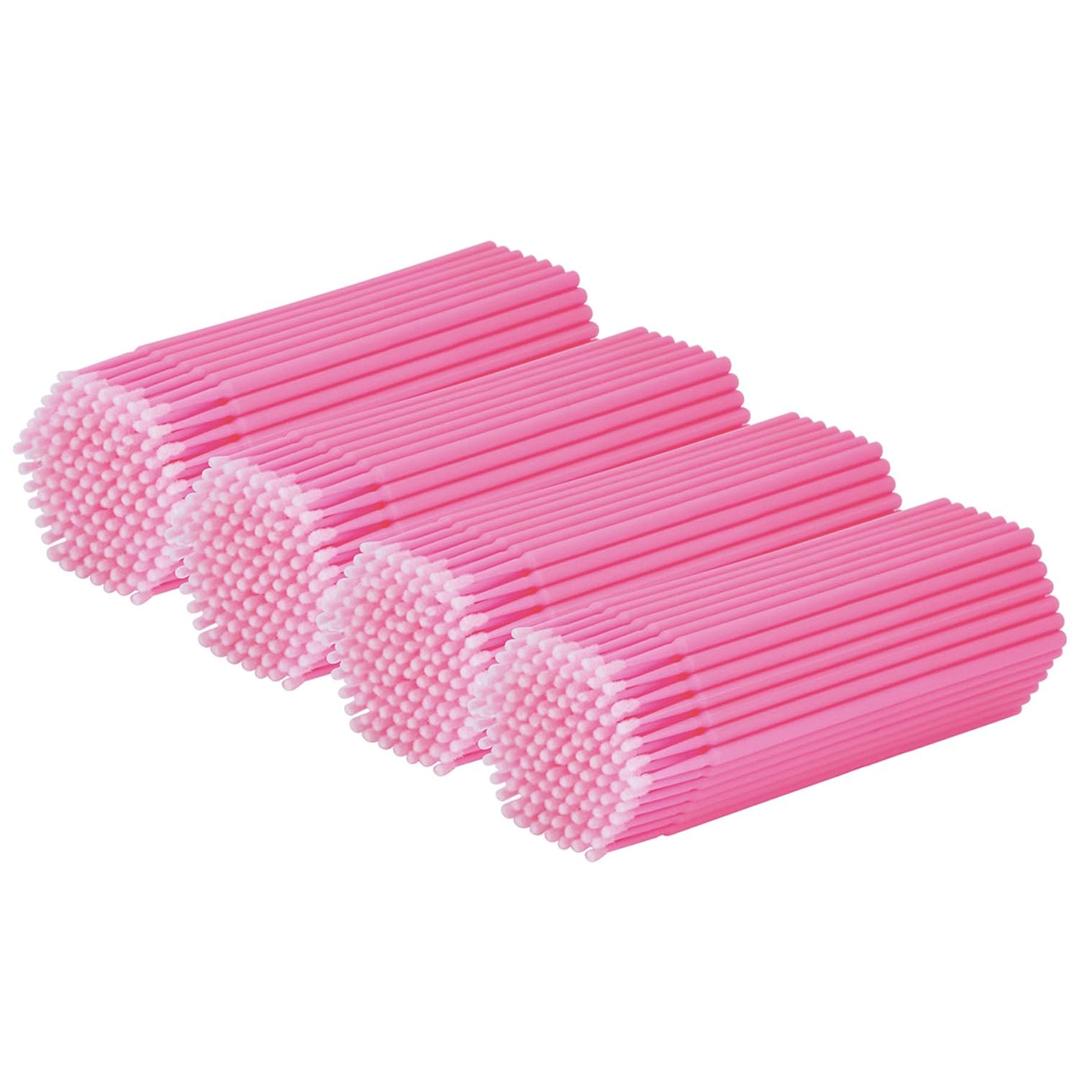 tifanso 400PCS Micro Cotton Swabs, Disposable Eyelash Microswabs for Eyelash Extensions, Lash Brush Applicators Pink(Head Diameter: 2.0mm)