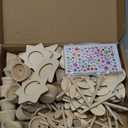 28 Sets Mother's Day Crafts Wood Flowers Photo Holders, DIY Paintable Wooden Flower Picture Frames, Spring Flower Pot Unfinished Wood Ornament with Gems Stickers for Painting Mothers Day Birthday Gift
