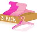 24 Pcs Doll Clothes Hangers for 18-Inch Dolls - Non-Slip, Space-Saving Wardrobe Accessories for Doll Gowns & Outfits (Pink&Rose red)