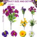 2 Set Artificial Outdoor Flowers with Hanging Baskets,24 Pcs UV Resistant Faux Petunias Flowers with Hanging Planter for Front Door Porch Spring Outside Decor (2, White,Yellow,Purple,RedViolet)