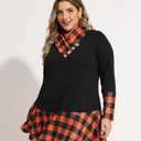 RITERA Plus Size Tunic for Women Long Sleeve Casual Shirts Cowl Neck Flowy Dress Tops Oversized Blouse XL-5XL 14W-28W (XX-Large Plus, A2-1-orange Plaid)