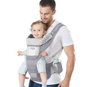 Baby Carrier Ergonomic Infant Carrier with Hip Seat Kangaroo Bag Soft Baby Carrier Newborn to Toddler 7-45lbs Front and Back Baby Holder Carrier for Men Dad Mom (Grey)