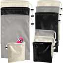 Amylove 9 Pcs Satin Game Toy Storage Bag Silk Drawstring Bags Gift Bags Pouches for Lightweight Toys Organizer Stuff Sack Foldable Travel Pouch for Women, 3 Sizes(Black, Beige, Light Gray)