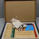 Horse Race Board Game Racing Game Thickened Solid Wood with 11 Luxurious Durable Classic Metal Horses with 2 Dice and 2 Boxes of Cards Horse Racing Game (Log Color, Rectangle)