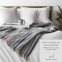 DII Modern Zig Zag Throw Blanket Woven Cotton, Hand-Knotted 2.5" Fringe, 50x60, Natural