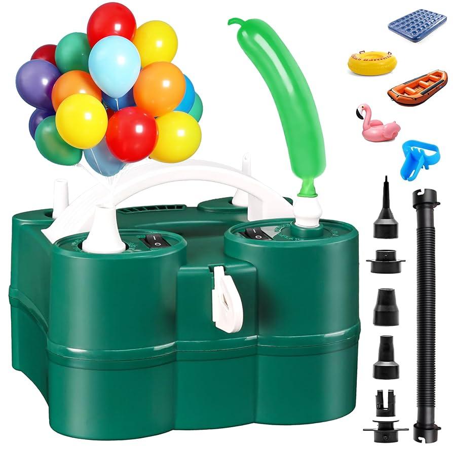 ETENWOLF P600 Electric Balloon Pump for Inflating 260 Cubic Inch Metallic Coated Latex Foil Balloons for Birthday Party Decoration (Green)