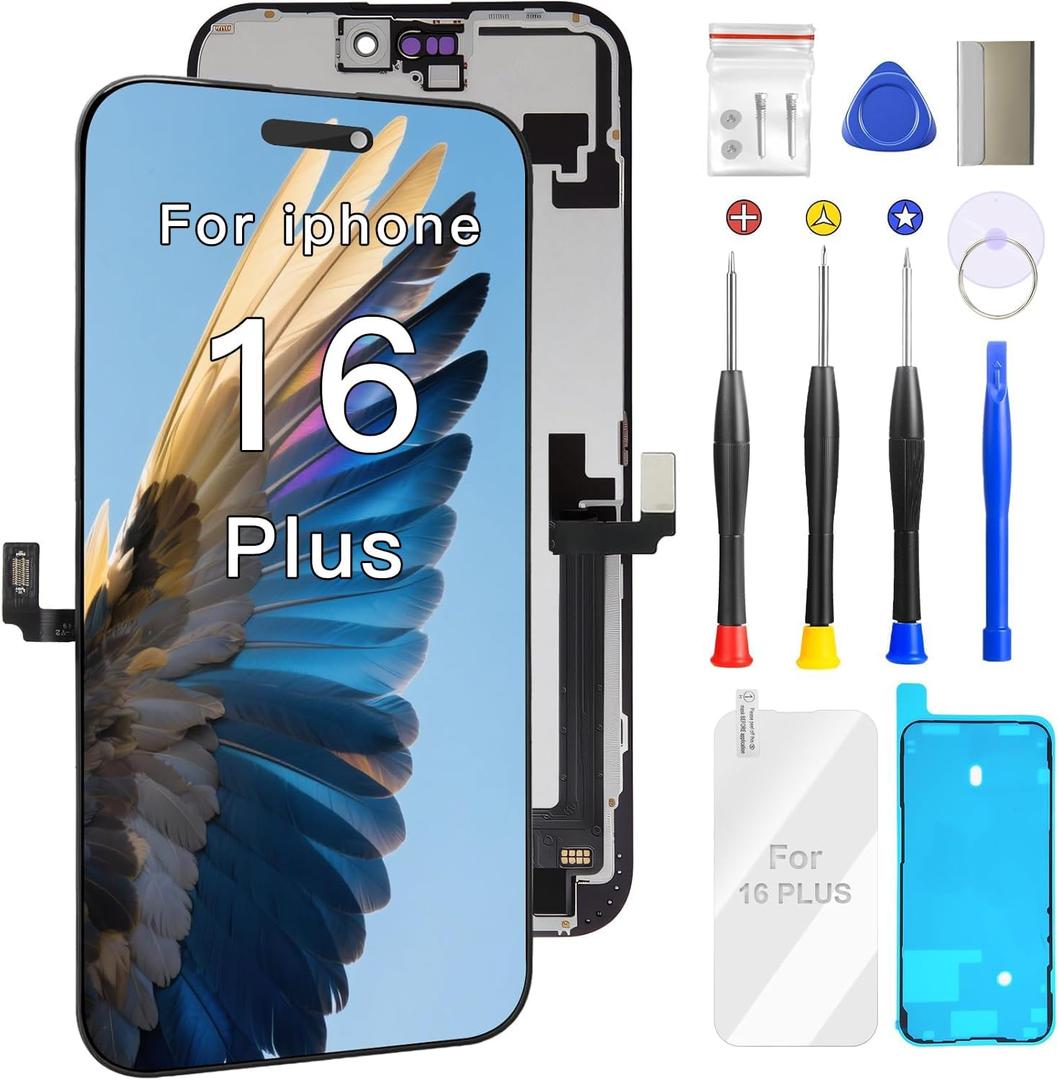 for iPhone 16 Plus Screen Replacement Kit Full Assembly 6.7 inch,3D Touch LCD Display for A3290A3082A3289 and A3291 Digitizer Screen and Repair Tools Kit