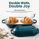 Enameled Cast Iron Bread Loaf Pan with Lid,Double Sourdough Baking Pan-Teal