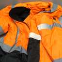 Reflective Jacket, High Visibility Parka, Waterproof Hi Vis, Safety Jacket with Removable Hood and Zipper, ANSI Class 3 (Orange,2XL)