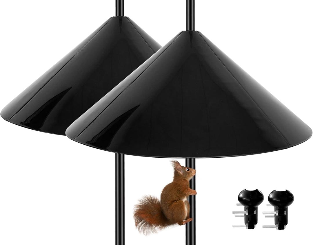 Squirrel Baffle,19-Inch Squirrel Baffle for Bird Feeder Pole,Squirrel-Proofs for Outdoor Shepherd's HooksOutside Pole Mount Squirrels Guard(Black 2 Pack