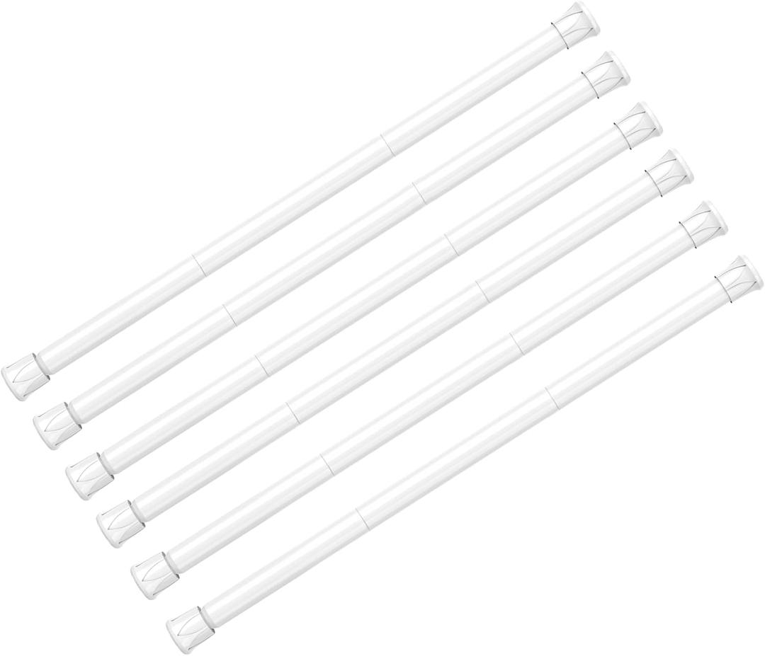AIZESI 6PCS Tension Curtain Rod 28 to 48 Inch White No Drilling Adjustable Spring Curtain Rods for Window, Doorway, Closet, Bathroom, Kitchen