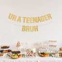 2 x Pre-Strung Ur a Teenager Bruh Banner - Gold Glitter, Happy 13th Birthday Decorations for Girls, 13 Year Old Party Sign for Boys