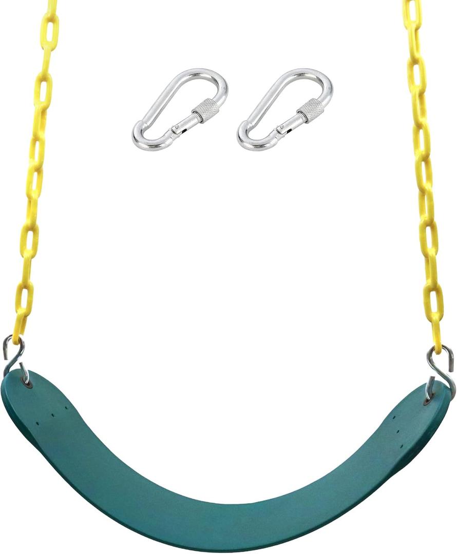 Heavy Duty 66 Inches Chain Plastic Coated Swing Seat Replacement Swing Set Accessories Outdoor (Green)
