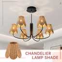 2 Pcs Small Rattan Lamp Shades, Scalloped Woven Lampshade 3"top x 6"bottom x 5-1/4"slant Height Boho Lamp Shade Chandelier or Accent Lamp (E26 Base)
