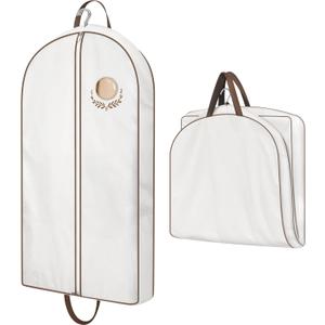 MISSLO 40" Cotton Garment Bags for Hanging Clothes Breathable Suit Cover Luxury Hanging Clothes Storage Foldable Coat Covers for Closet & Travel for Jacket, Shirt, Dress