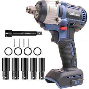 1/2" Cordless Impact Wrench, 369Ft-lbs (500N.m) Impact Gun Compatible with DeWalt 20V Max Battery, 2-Speed Brushless Impact Driver for Car Wheels, Trucks, and Rusted Bolts (No Battery Included)