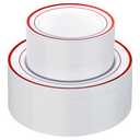 Goodluck 200 Pack Red Rim Plastic Plates - 100 Dinner Plates (10.25") & 100 Dessert Plates (7.5") - Heavy Duty Disposable White Plates with Elegant Red Trim - Premium Dinnerware Set for Wedding