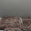 HEBE Bathroom Rug Sets 3 Piece, Non Slip Shower Mats with U-Shaped Contour Toilet Mat, Absorbent Microfiber Bath Mats for Bath Rugs, Washable Shaggy Floor Carpet, Coffee (Brown)