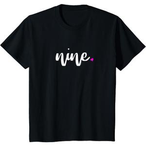 9th Birthday Shirt Girl 9 Year | Age 9 Nine Party Ideas Pink T-Shirt (Black, M)