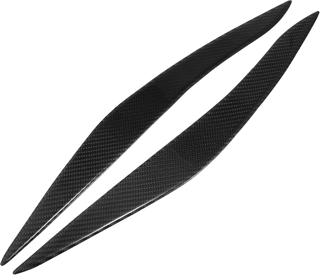 X AUTOHAUX 1 Pair Headlight Eye Lid Cover Decoration Styling Sticker for BMW F10 F11 5 Series 2010-2016 Carbon Fiber Pattern Eyebrows Black