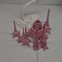 Hicarer 9 Pcs Eiffel Tower Statue Decor 5-15 Inch 5 Size Alloy Metal Paris Eiffel Tower Craft French Party Decoration for Living Room Table Stand Holder Collectible Gift(Pink)