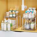 Yieach 2 Pack 2 Tier Under The Sink Organizer With Track,9.8 Inch Tall Bathroom Cabinet Organizer,Clear Under Sink Pull Out organizer for Kitchen,Vanity,Counter,Vanity,Medicine,Makeup,Hair Products