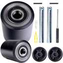 Pallet Jack/Truck Load Wheels Full Set With Axles And Entry Exit Roller 3" X 3.75" With Bearings ID 20mm Poly Tread Black