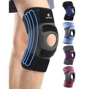ABYON Knee Brace for Women & Men Meniscus Tear, ACL, Arthritis, Knee Support with Triple Side Stabilizers and Adjustable 360 Wraparound Strap for Maximum Knee Pain Support and Fast Recovery - Please Check How To Size Video (Black-Grey)