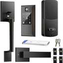 YYTDZSW Smart Front Door Lock Set, Keyless Entry Door Lock with Handle Set, Fingerprint Deadbolt Smart Locks for Front Door, App Control, Touchscreen Keypad, Oil Rubbed Bronze, Black