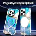 Lamcase for iPhone 14 Pro Case with Magnetic Invisible Ring Stand [Compatible with MagSafe], Full Body Rugged Slim Women Men Girl Shockproof Marble Pattern Design Case, Light Blue