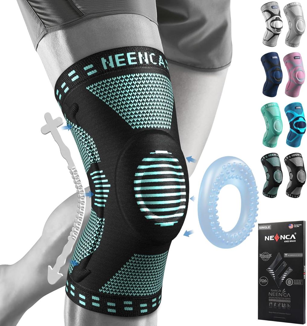 NEENCA Knee Braces for Knee Pain Relief, Compression Knee Sleeves with Patella Gel Pad & Side Stabilizers, Knee Support for Weightlifting, Running, Workout, Arthritis, Meniscus Tear, Men Women. ACE-53 (Large, Blue)