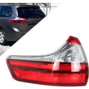 Clear Len Tail Lights Brake Lamp Left Driver Side Tail Light Red Brake Lamp Replacement for 2015-2020 Sienna Base L LE XLE 8156008050