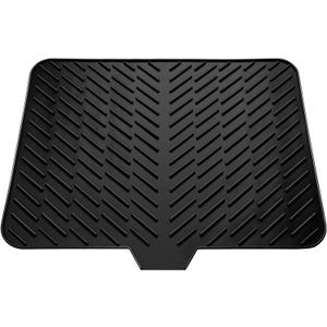 Silicone Drying Mat, 23"X17" With Built-in Drain Lip,Heat-Resistant,Eco-friendly,Hygienic Drying Pad,Leak-Proof and Non-Slip,Silicone Dish Drying Mat for Kitchen Counter or SinkBlack 23X17