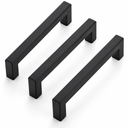 Ravinte 3 Pack 4 Inch Kitchen Square Cabinet Handles Matte Black Cabinet Pulls Black Drawer Pulls Cupboard Hardware Kitchen Handles (4-1/2 Inch (4 Inch Hole Center))