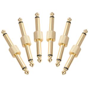 OTraki 6 Pack Guitar Pedal Connector 1/4 inch Effect Pedal Coupler Guitar Connector Gold Planted 6.35mm Male to Male Straight Type Plug Electric Guitar Pedalboards