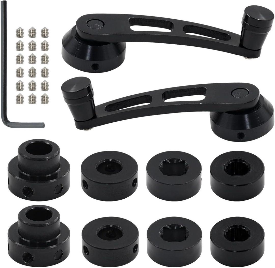 Window Crank Handle Window Winder Crank Riser Handle Replacement Billet Aluminum, Axis Size: 0.4" Round or 0.4" Square or 0.4" Round with 16 Splines (Black)